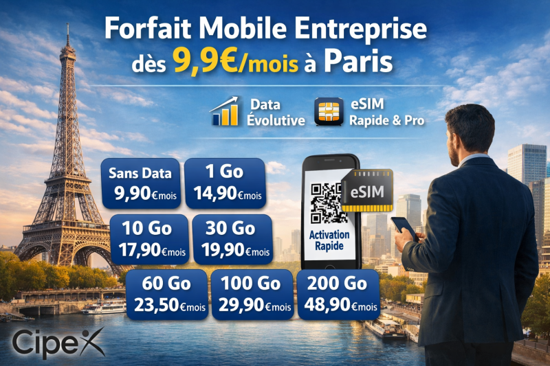 Forfait mobile pour entreprise dès 9.9€/mois à Paris